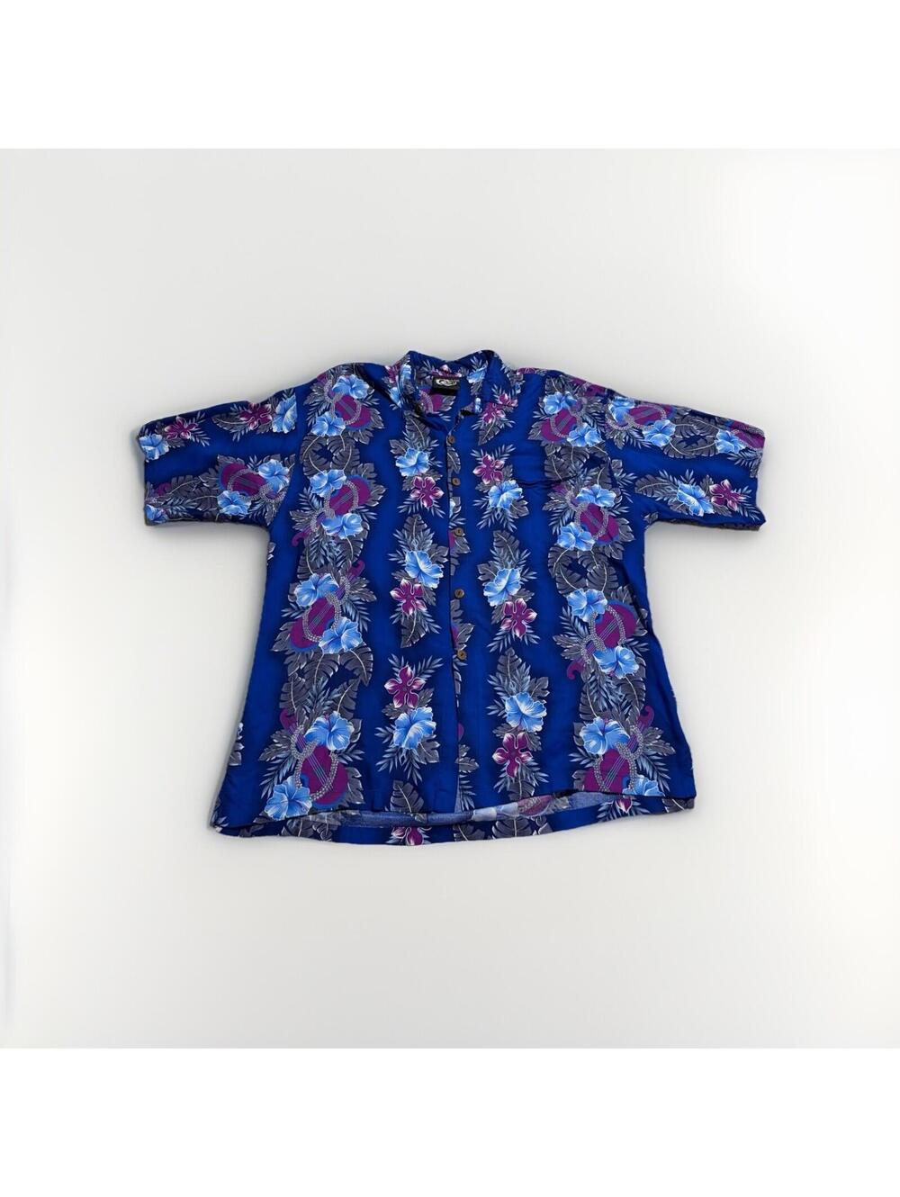 Men’s 2XL  Blue Uluwatu Hawaiian Tropical Aloha Vacation Shirt